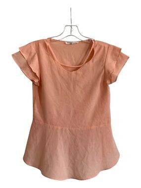 BCBGeneration Peach Peplum Short-Sleeve Blouse